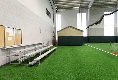 Stands inside the turf fieldhouse