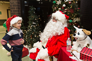 Boy interacting with Santa