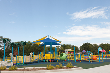 Yellow and blue playground area