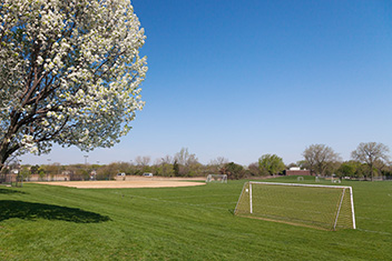 Soccer and baseball field side view